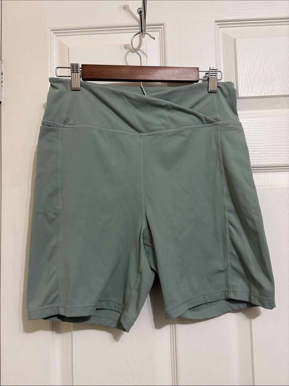 Danskin Green Crossover Waistband, High Rise-Fit Shorts